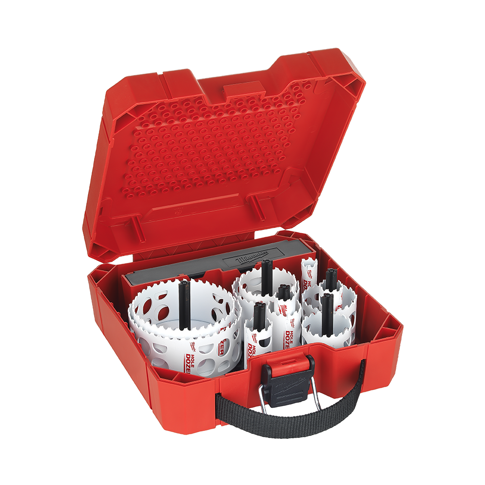 Milwaukee Hole Dozer™ Carpenters Hole Saw Kit AU 14Pce
16mm, 20mm, 22mm, 25mm, 32mm, 44mm, 51mm, 54mm, 64mm, 92mm, 102mm, 2 x Arbors, 1 x Pilot Bit, 1 x Large Universal Case - 49224153 - Available at Power Tool Specialists, Carlton, Victoria, Australia.