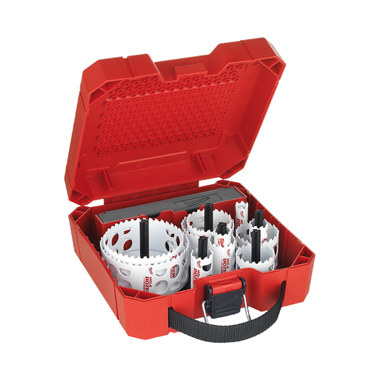 Milwaukee Hole Dozer™ Carpenters Hole Saw Kit AU 14Pce
16mm, 20mm, 22mm, 25mm, 32mm, 44mm, 51mm, 54mm, 64mm, 92mm, 102mm, 2 x Arbors, 1 x Pilot Bit, 1 x Large Universal Case - 49224153 - Available at Power Tool Specialists, Carlton, Victoria, Australia.