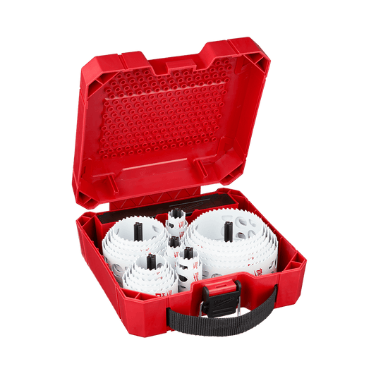 Milwaukee Hole Dozer™ Hole Saw Kit 28 Pce
19mm, 22mm, 25mm, 29mm, 32mm, 35mm, 38mm, 44mm, 51mm, 54mm, 57mm, 64mm, 67mm, 76mm, 83mm, 86mm, 92mm, 95mm, 105mm, 108mm, 114mm, 121mm, 3 x arbors, 3 x pilot drill - 49224185 - Available at Power Tool Specialists, Carlton, Victoria, Australia.