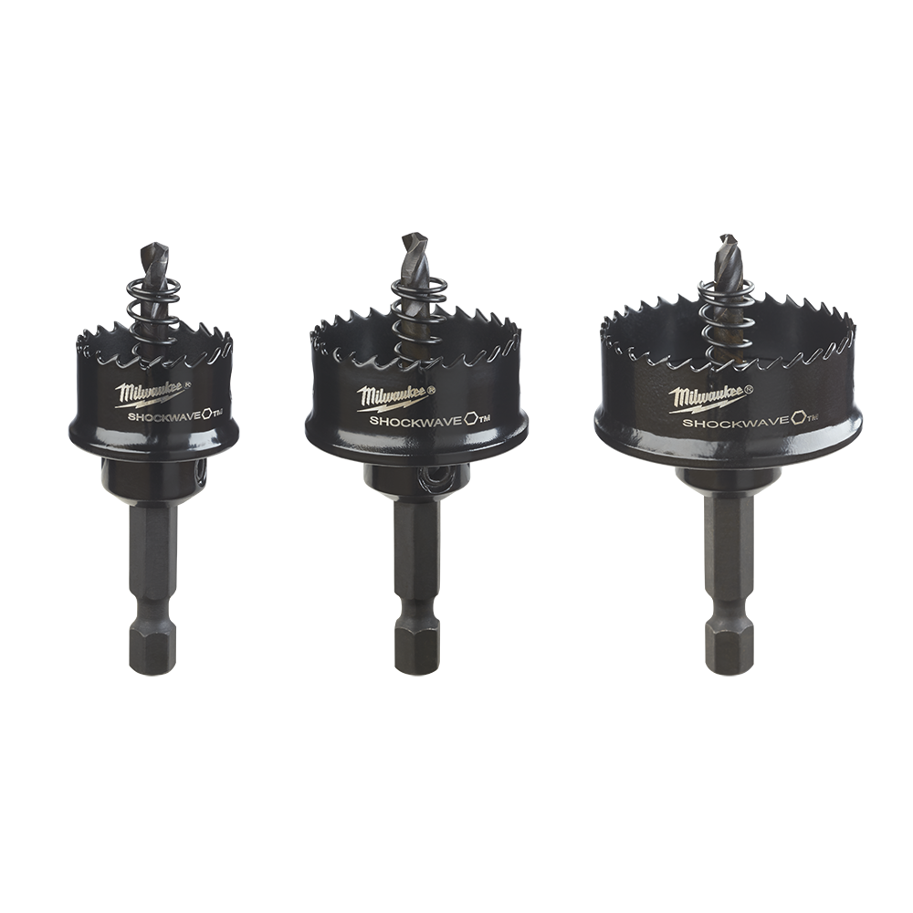 Milwaukee SHOCKWAVE™ Thin Wall Hole Saw 3Pce Kit 22mm 29mm 35mm - 49224800 - Available at Power Tool Specialists, Carlton, Victoria, Australia.