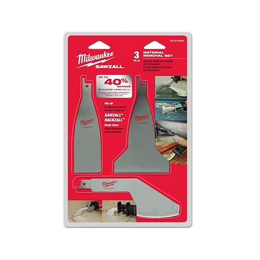 Milwaukee SAWZALL™ & HACKZALL™ Material Removal 3-Piece Set - 49225403 - Available at Power Tool Specialists, Carlton, Victoria, Australia.