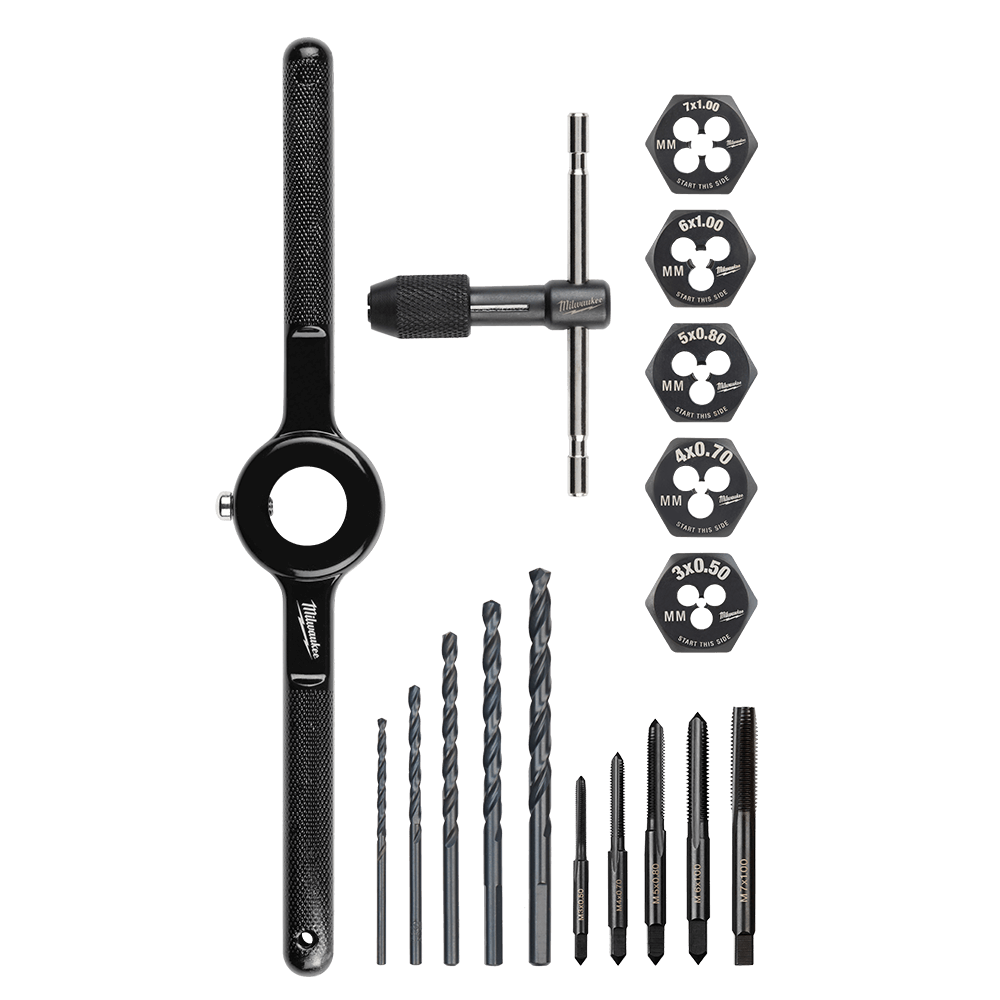 Milwaukee Metric Tap and Die 17PC Set - High Carbon Steel - 49225655 - Available at Power Tool Specialists, Carlton, Victoria, Australia.