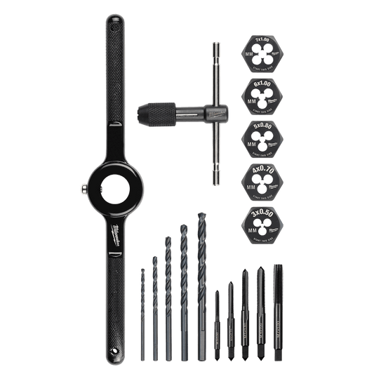 Milwaukee Metric Tap and Die 17PC Set - High Carbon Steel - 49225655 - Available at Power Tool Specialists, Carlton, Victoria, Australia.