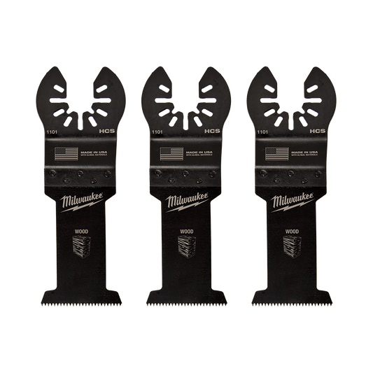 Milwaukee 35mm (1 3/8") High Carbon Steel Wood Blades 3Pk, Open-Lok™ - 49251103 - Available at Power Tool Specialists, Carlton, Victoria, Australia.