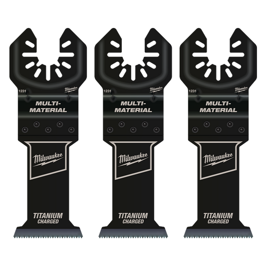 Milwaukee 35mm (1 3/8") Titanium Enhanced Bi-Metal Multi-Material Blades 3Pk, Open-Lok™ - 49251233 - Available at Power Tool Specialists, Carlton, Victoria, Australia.