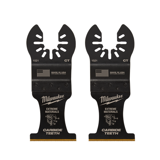 Milwaukee 35mm (1-3/8")  Extreme Material Titanium Enhanced Carbide Teeth Blade 2PK, Open-Lok™ - 49251522 - Available at Power Tool Specialists, Carlton, Victoria, Australia.