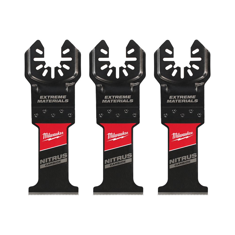 Milwaukee OPEN-LOK™ 35mm (1-3⁄8") NITRUS CARBIDE™ Extreme Materials Blade 3 Pack - 49251573 - Available at Power Tool Specialists, Carlton, Victoria, Australia.