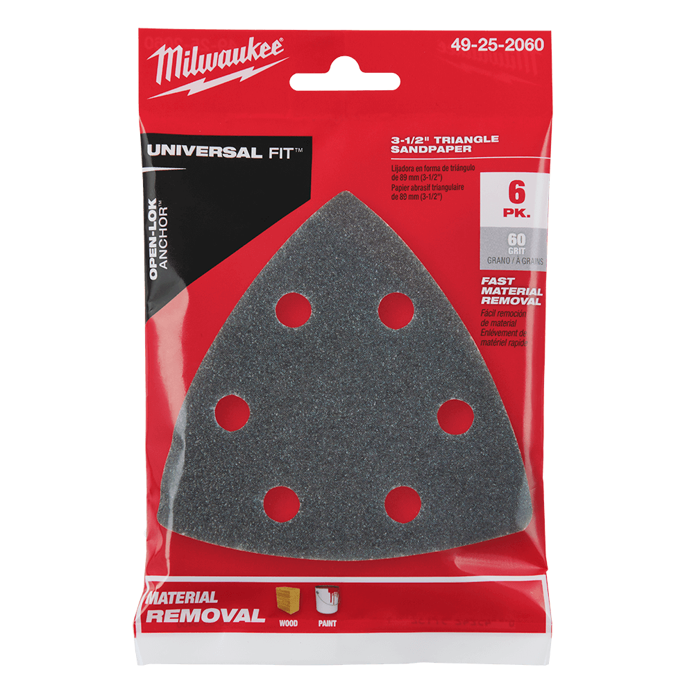 Milwaukee 60 Grit Sand Paper 6Pk, Open-Lok™ - 49252060 - Available at Power Tool Specialists, Carlton, Victoria, Australia.