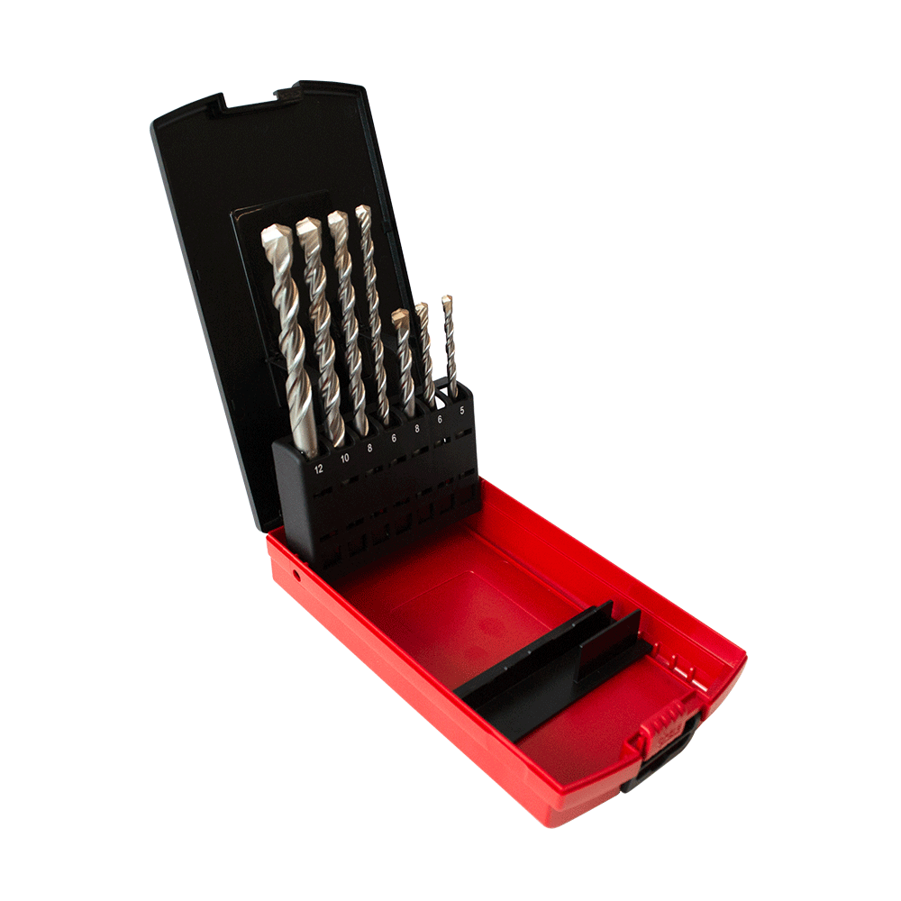 Milwaukee SDS Plus M2 2-Cut 7 Piece Set (Replaces 4932352340)
Ø 5 / 6 / 8 x 110 mm and Ø 6 / 8 / 10 / 12 x 160 mm - 4932352339 - Available at Power Tool Specialists, Carlton, Victoria, Australia.