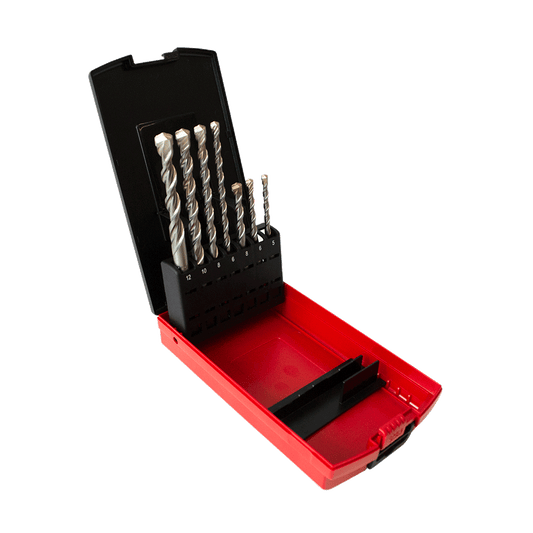 Milwaukee SDS Plus M2 2-Cut 7 Piece Set (Replaces 4932352340)
Ø 5 / 6 / 8 x 110 mm and Ø 6 / 8 / 10 / 12 x 160 mm - 4932352339 - Available at Power Tool Specialists, Carlton, Victoria, Australia.