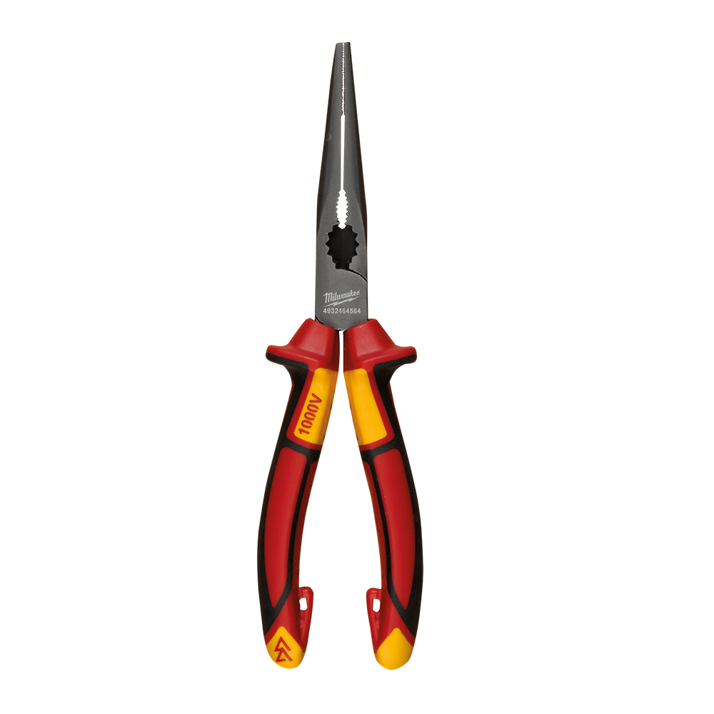 Milwaukee VDE Long Nose Pliers 205mm - 4932464564 - Available at Power Tool Specialists, Carlton, Victoria, Australia.