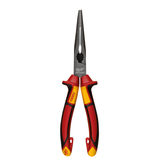 Milwaukee VDE Long Nose Pliers 205mm - 4932464564 - Available at Power Tool Specialists, Carlton, Victoria, Australia.