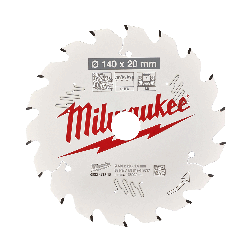 Milwaukee 5-1/2" 140mm 18T Wood Circular Saw Blade Framing for M12™ Cordless Circ Saws (replaces 4932430719) - 4932471310 - Available at Power Tool Specialists, Carlton, Victoria, Australia.