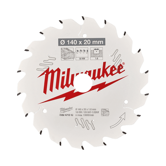 Milwaukee 5-1/2" 140mm 18T Wood Circular Saw Blade Framing for M12™ Cordless Circ Saws (replaces 4932430719) - 4932471310 - Available at Power Tool Specialists, Carlton, Victoria, Australia.