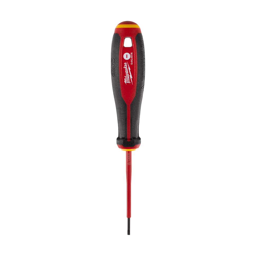 Milwaukee VDE Screwdriver Slotted 0.4mm x 2.5mm x 75mm - 4932478712 - Available at Power Tool Specialists, Carlton, Victoria, Australia.