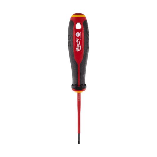 Milwaukee VDE Screwdriver Slotted 0.4mm x 2.5mm x 75mm - 4932478712 - Available at Power Tool Specialists, Carlton, Victoria, Australia.