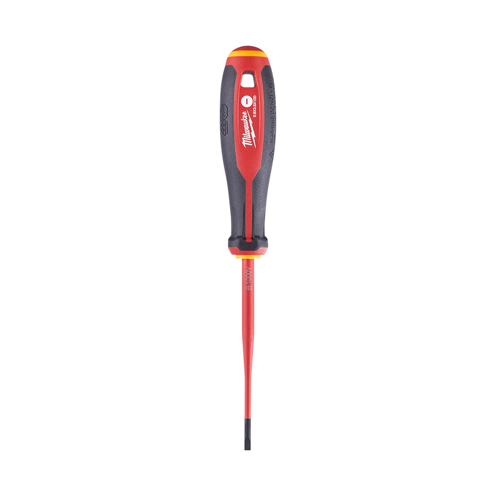 Milwaukee VDE Screwdriver Slotted 0.6mm x 3.5mm x 100mm - 4932478714 - Available at Power Tool Specialists, Carlton, Victoria, Australia.