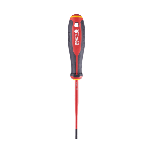 Milwaukee VDE Screwdriver Slotted 0.6mm x 3.5mm x 100mm - 4932478714 - Available at Power Tool Specialists, Carlton, Victoria, Australia.