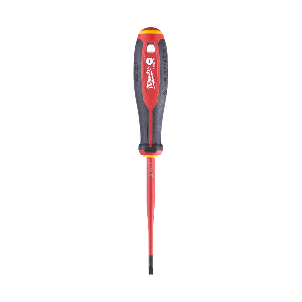 Milwaukee VDE Screwdriver Slotted 0.8mm x 4mm x 100mm - 4932478715 - Available at Power Tool Specialists, Carlton, Victoria, Australia.