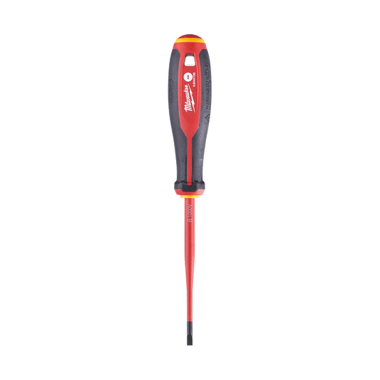 Milwaukee VDE Screwdriver Slotted 0.8mm x 4mm x 100mm - 4932478715 - Available at Power Tool Specialists, Carlton, Victoria, Australia.