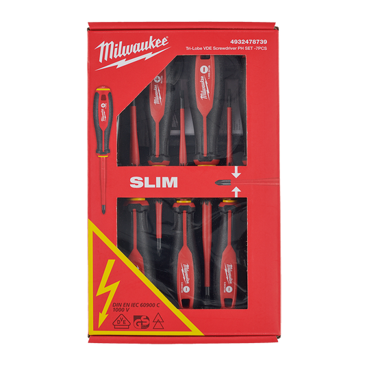 Milwaukee 7 Piece VDE Screwdriver Set - 4932478739 - Available at Power Tool Specialists, Carlton, Victoria, Australia.