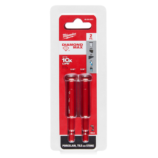 Milwaukee Diamond Plus™ One Piece Hole Saw 6mm (1/4") 2Pk - 49560501 - Available at Power Tool Specialists, Carlton, Victoria, Australia.