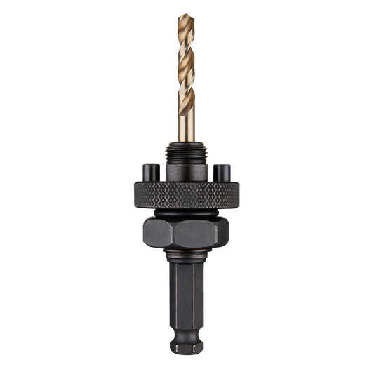 Milwaukee Hole Dozer™ with Carbide Teeth Hole Saw Large Quick-Change Arbor with Cobalt Pilot Bit 11.11mm 7/16" Shank - 32mm-175mm - 49567115 - Available at Power Tool Specialists, Carlton, Victoria, Australia.