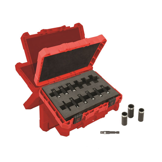 Milwaukee SHOCKWAVE™ 1/4" Metric Deep Impact Socket Set 12 Pce
Impact Sockets - 5.5mm, 6mm, 7mm, 8mm, 9mm, 10mm, 11mm, 12mm, 13mm, 14mm, 15mm
1/4 x 1/4 Adaptor, Hard case - 49664301 - Available at Power Tool Specialists, Carlton, Victoria, Australia.