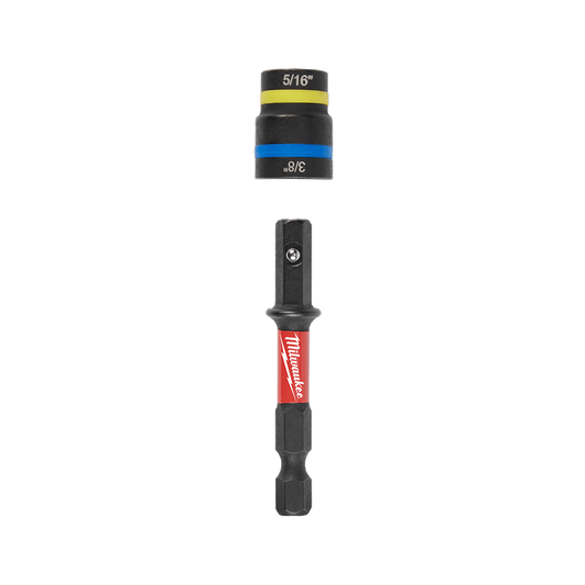 Milwaukee SHOCKWAVE™ QUIK-CLEAR 2-in-1 Magnetic Nut Driver 5/16” and 3/8” - 49664544 - Available at Power Tool Specialists, Carlton, Victoria, Australia.
