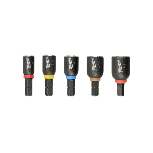Milwaukee SHOCKWAVE™ Insert Nutdriver Set (1/4", 5/16", 3/8", 7/16", 1/2") - 49664563 - Available at Power Tool Specialists, Carlton, Victoria, Australia.