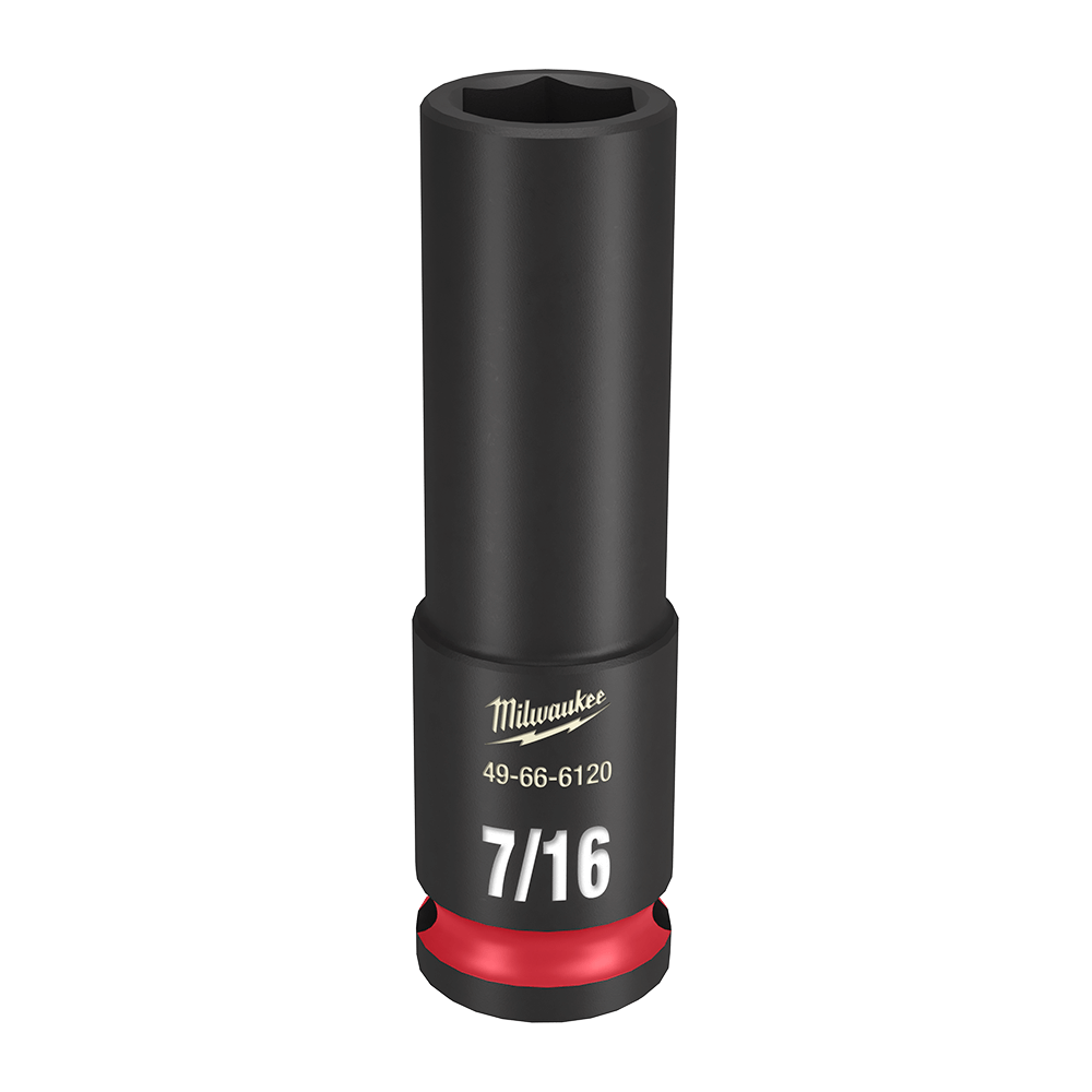 Milwaukee SHOCKWAVE™ 3/8" Drive 7/16" Deep 6 Point Impact Socket - 49666120 - Available at Power Tool Specialists, Carlton, Victoria, Australia.