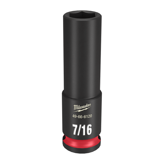 Milwaukee SHOCKWAVE™ 3/8" Drive 7/16" Deep 6 Point Impact Socket - 49666120 - Available at Power Tool Specialists, Carlton, Victoria, Australia.