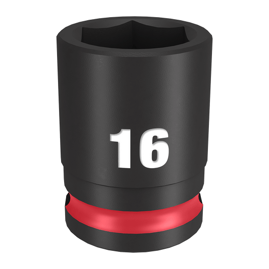 Milwaukee SHOCKWAVE™ 3/8" Drive 16mm Standard 6 Point Impact Socket - 49666140 - Available at Power Tool Specialists, Carlton, Victoria, Australia.