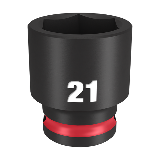 Milwaukee SHOCKWAVE™ 3/8" Drive 21mm Standard 6 Point Impact Socket - 49666144 - Available at Power Tool Specialists, Carlton, Victoria, Australia.