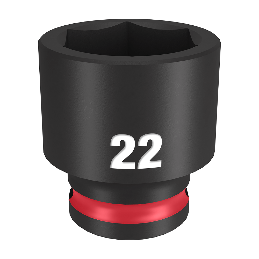 Milwaukee SHOCKWAVE™ 3/8" Drive 22mm Standard 6 Point Impact Socket - 49666145 - Available at Power Tool Specialists, Carlton, Victoria, Australia.