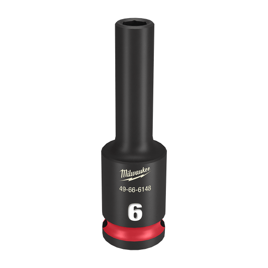 Milwaukee SHOCKWAVE™ 3/8" Drive 6mm Deep 6 Point Impact Socket - 49666148 - Available at Power Tool Specialists, Carlton, Victoria, Australia.