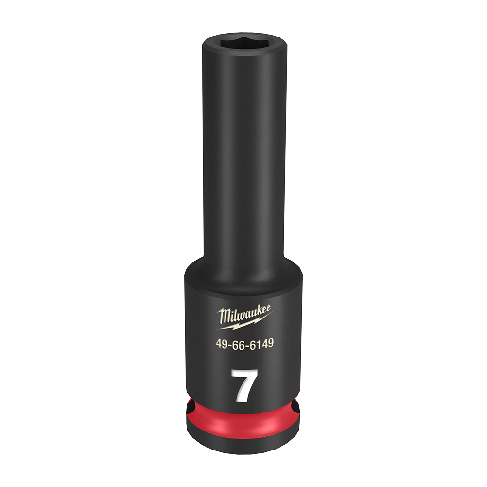 Milwaukee SHOCKWAVE™ 3/8" Drive 7mm Deep 6 Point Impact Socket - 49666149 - Available at Power Tool Specialists, Carlton, Victoria, Australia.