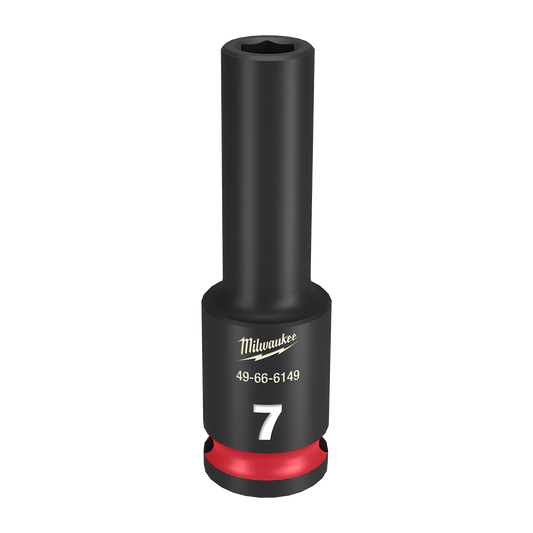 Milwaukee SHOCKWAVE™ 3/8" Drive 7mm Deep 6 Point Impact Socket - 49666149 - Available at Power Tool Specialists, Carlton, Victoria, Australia.