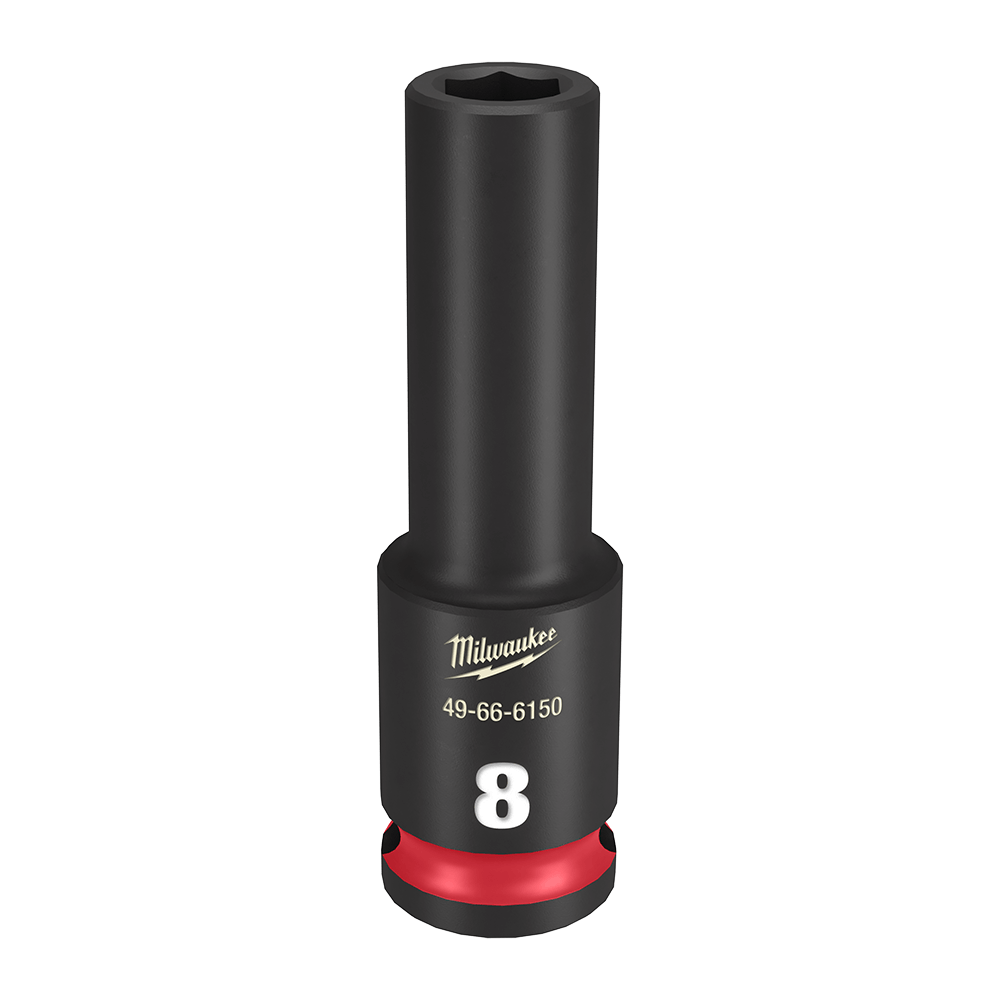 Milwaukee SHOCKWAVE™ 3/8" Drive 8mm Deep 6 Point Impact Socket - 49666150 - Available at Power Tool Specialists, Carlton, Victoria, Australia.