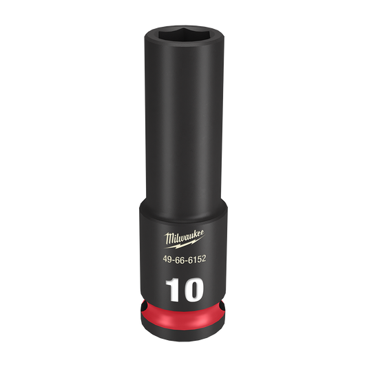 Milwaukee SHOCKWAVE™ 3/8" Drive 10mm Deep 6 Point Impact Socket - 49666152 - Available at Power Tool Specialists, Carlton, Victoria, Australia.
