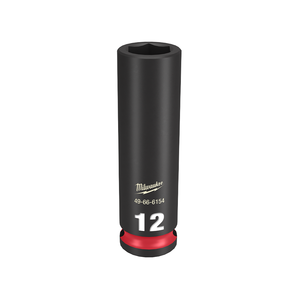 Milwaukee SHOCKWAVE™ 3/8" Drive 12mm Deep 6 Point Impact Socket - 49666154 - Available at Power Tool Specialists, Carlton, Victoria, Australia.