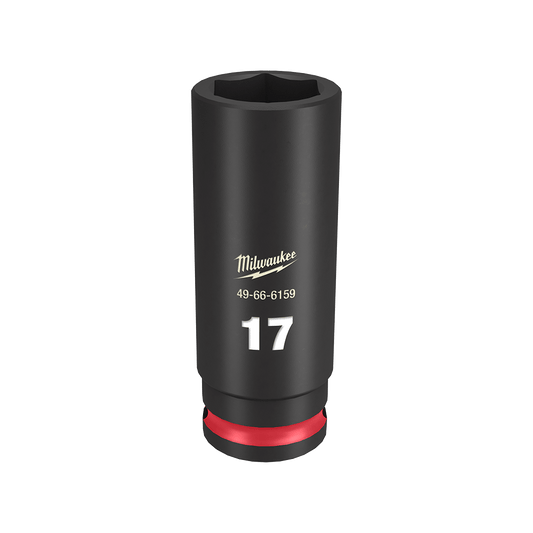 Milwaukee SHOCKWAVE™ 3/8" Drive 17mm Deep 6 Point Impact Socket - 49666159 - Available at Power Tool Specialists, Carlton, Victoria, Australia.
