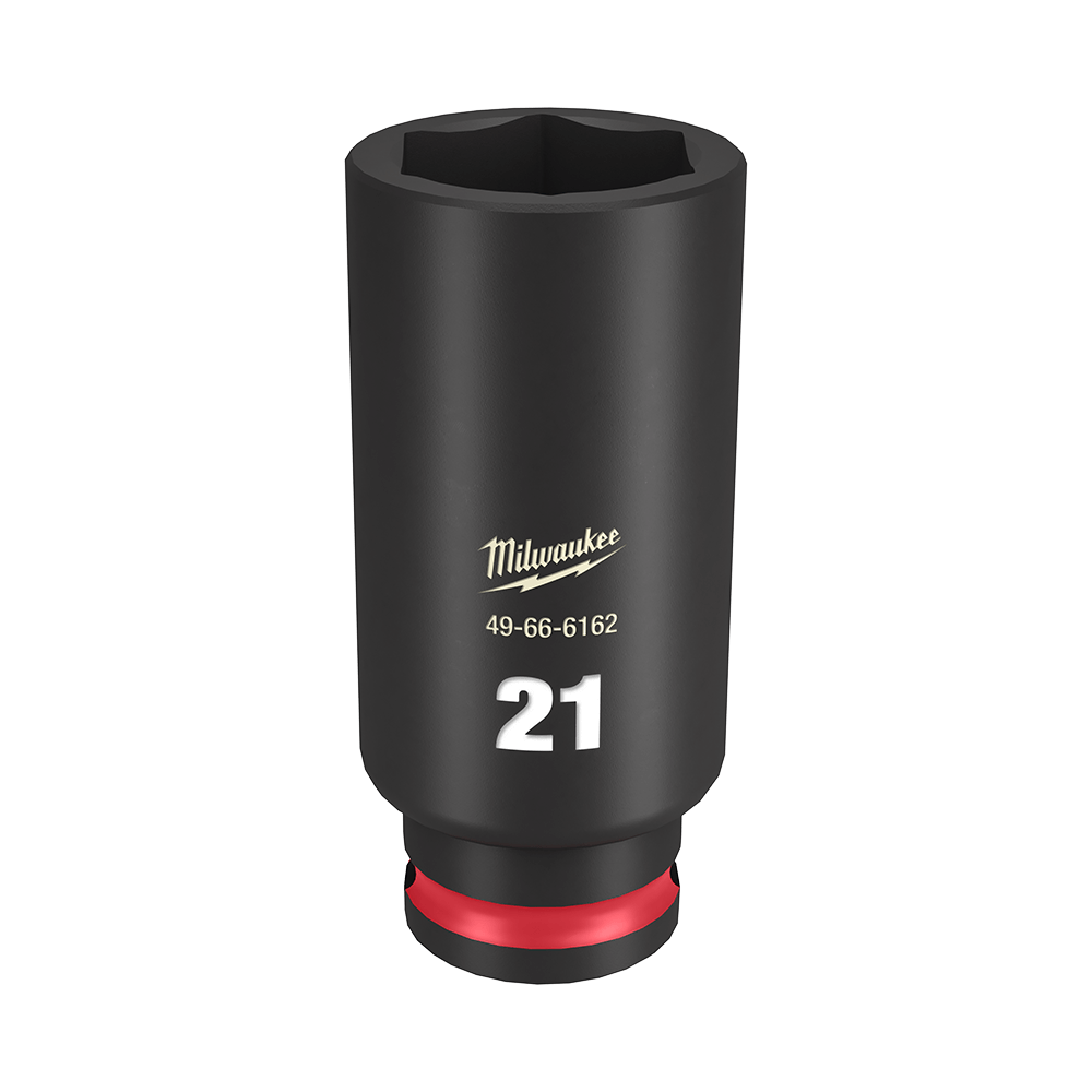 Milwaukee SHOCKWAVE™ 3/8" Drive 21mm Deep 6 Point Impact Socket - 49666162 - Available at Power Tool Specialists, Carlton, Victoria, Australia.