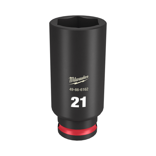 Milwaukee SHOCKWAVE™ 3/8" Drive 21mm Deep 6 Point Impact Socket - 49666162 - Available at Power Tool Specialists, Carlton, Victoria, Australia.