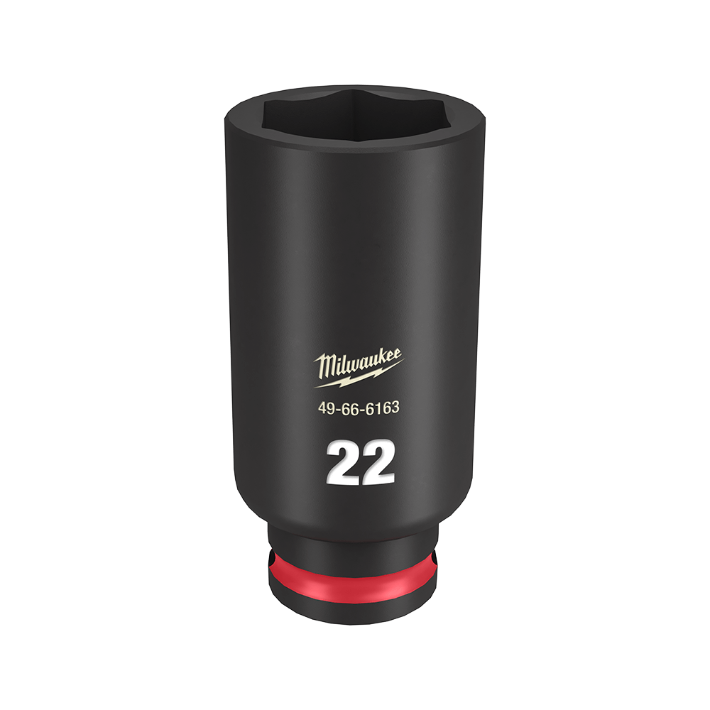 Milwaukee SHOCKWAVE™ 3/8" Drive 22mm Deep 6 Point Impact Socket - 49666163 - Available at Power Tool Specialists, Carlton, Victoria, Australia.