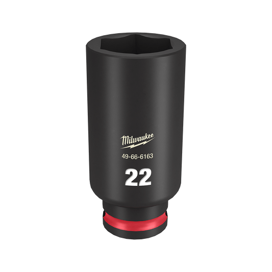 Milwaukee SHOCKWAVE™ 3/8" Drive 22mm Deep 6 Point Impact Socket - 49666163 - Available at Power Tool Specialists, Carlton, Victoria, Australia.