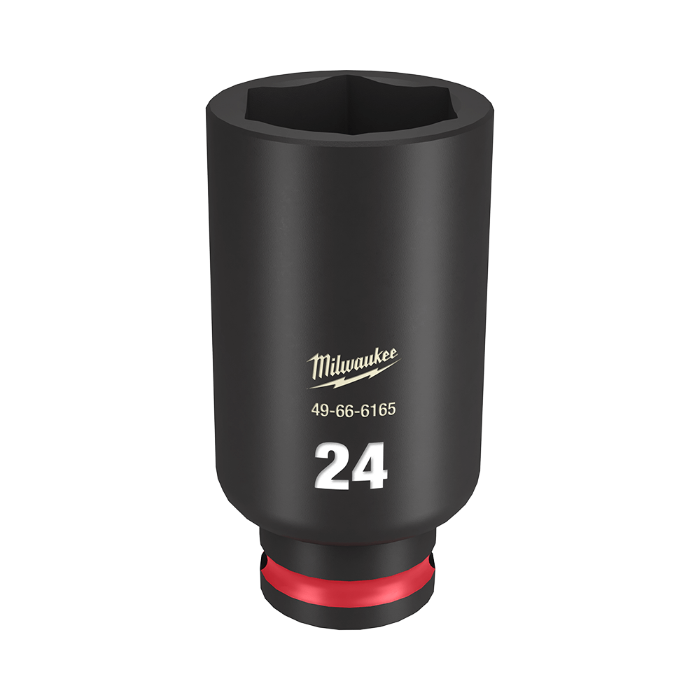 Milwaukee SHOCKWAVE™ 3/8" Drive 24mm Deep 6 Point Impact Socket - 49666165 - Available at Power Tool Specialists, Carlton, Victoria, Australia.