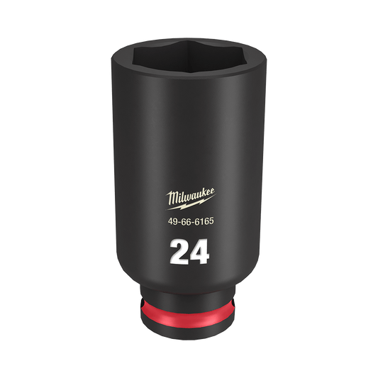 Milwaukee SHOCKWAVE™ 3/8" Drive 24mm Deep 6 Point Impact Socket - 49666165 - Available at Power Tool Specialists, Carlton, Victoria, Australia.
