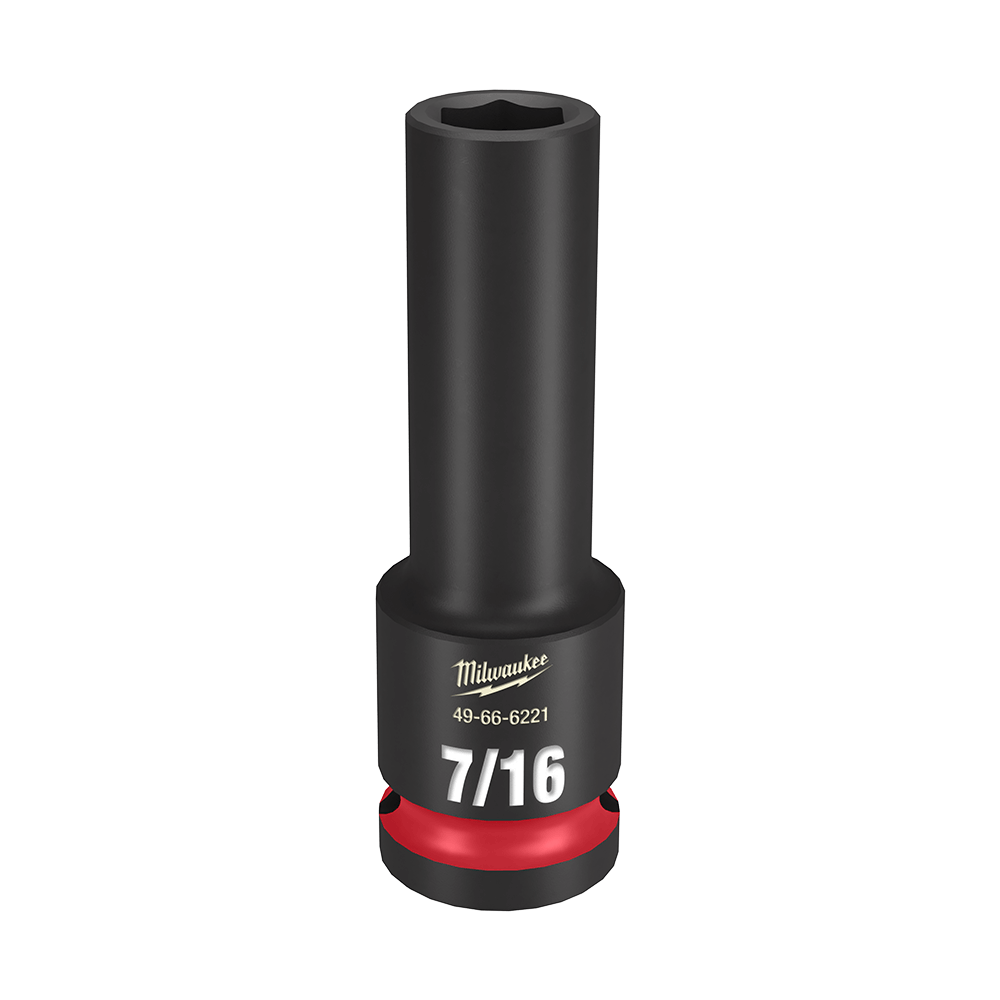 Milwaukee SHOCKWAVE™ 1/2" Drive 7/16" Deep 6 Point Impact Socket - 49666221 - Available at Power Tool Specialists, Carlton, Victoria, Australia.