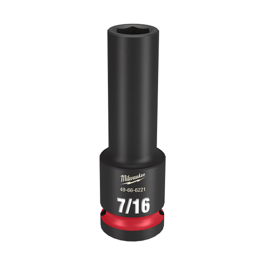 Milwaukee SHOCKWAVE™ 1/2" Drive 7/16" Deep 6 Point Impact Socket - 49666221 - Available at Power Tool Specialists, Carlton, Victoria, Australia.